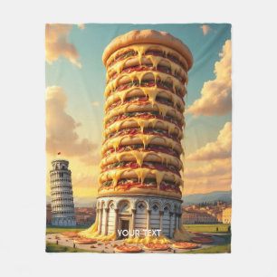 Fantasy Cute Pisa Tower Pizza Fleece Blanket