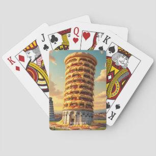 Fantasy Cute Pisa Tower Pizza Playing Cards