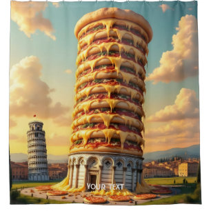 Fantasy Cute Pisa Tower Pizza Shower Curtain