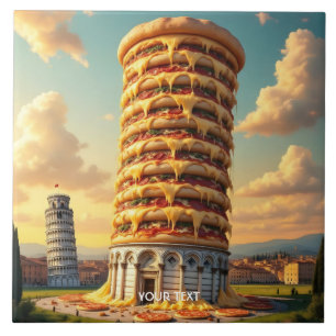 Fantasy Cute Pisa Tower Pizza Tile