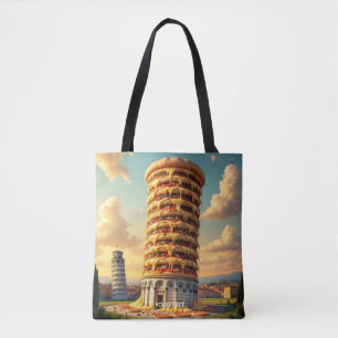 Fantasy Cute Pisa Tower Pizza Tote Bag