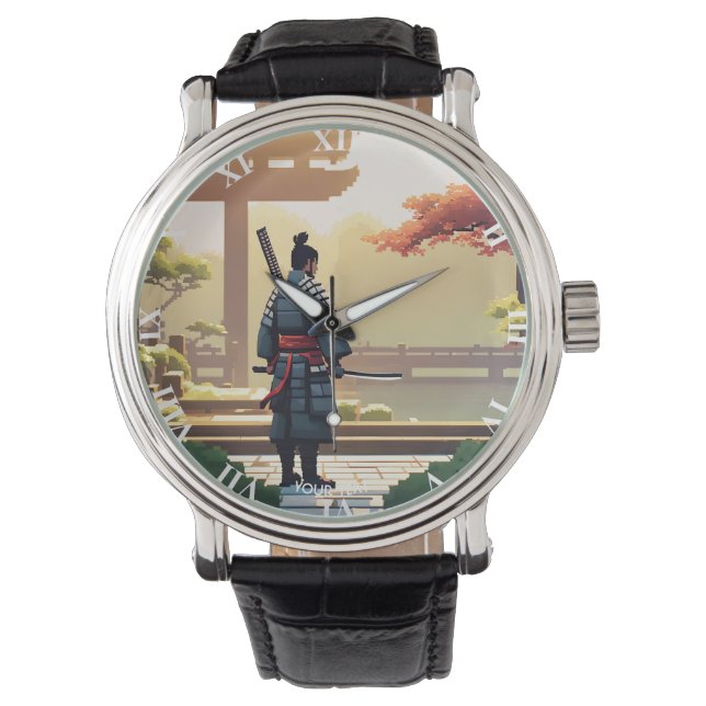 Fantasy Cute Pixel Art Samurai Watch (Front)