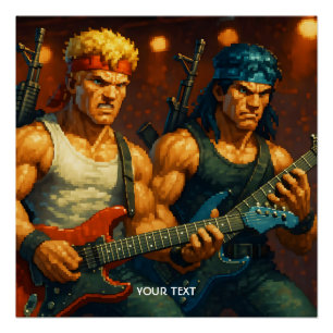 Fantasy Cute Pixelized Rock Band Poster