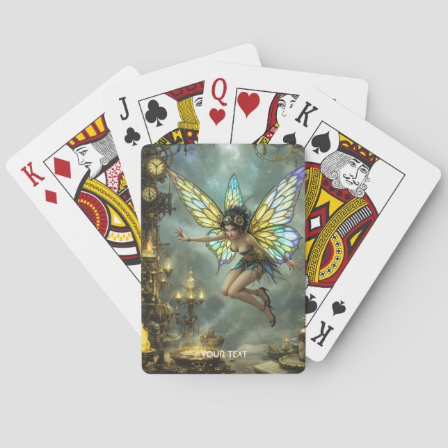 Fantasy Cute Pixie Butterfly Wings Playing Cards (Back)