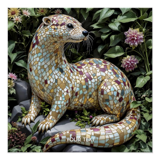 Fantasy Cute Playful Otter Sculpture Poster (Front)