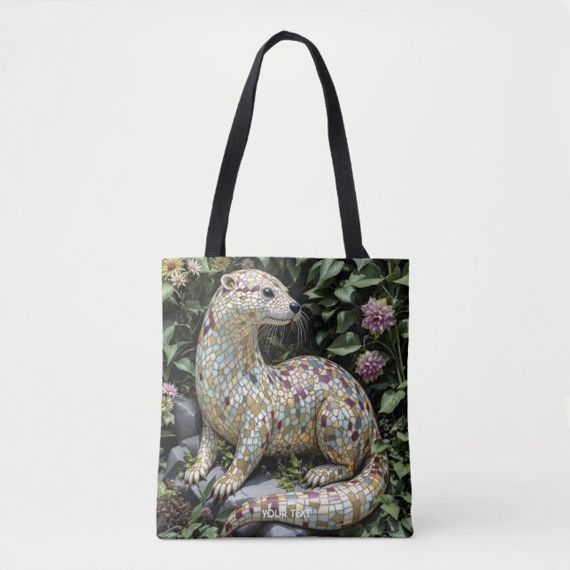 Fantasy Cute Playful Otter Sculpture Tote Bag (Front)