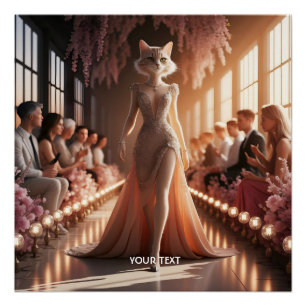Fantasy Cute Podium Beautiful Cat Poster