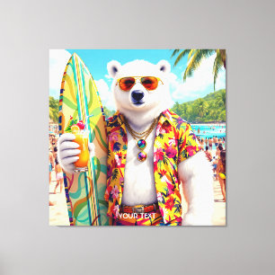 Fantasy Cute Polar Bear Beach Canvas Print