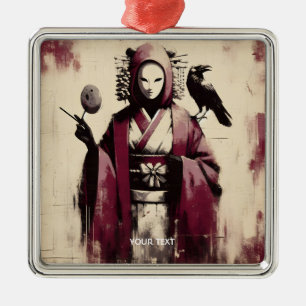 Fantasy Cute Porcelain Mask Raven Metal Tree Decoration