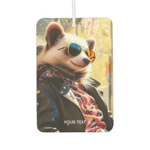 Fantasy Cute Possum Leather Jacket Car Air Freshener