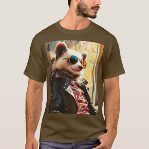 Fantasy Cute Possum Leather Jacket T-Shirt