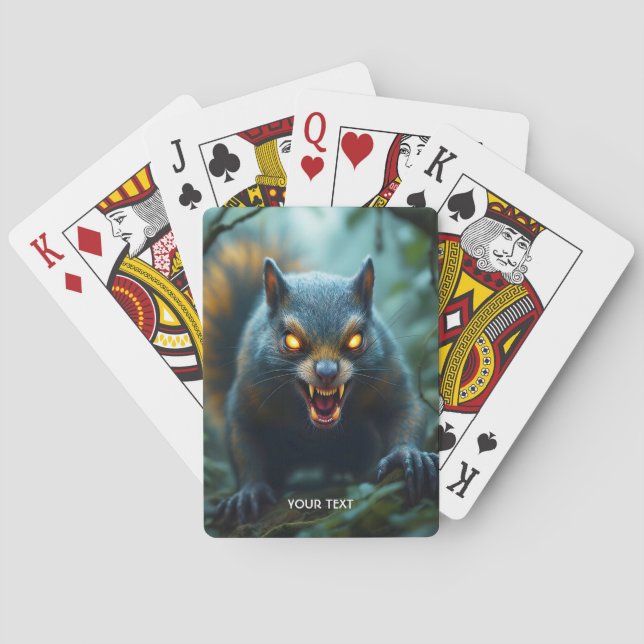 Fantasy Cute Prehistoric Angry Squirrel Playing Cards (Back)