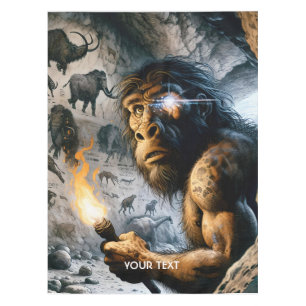 Fantasy Cute Prehistoric Man Drawings Tablecloth