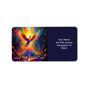 Fantasy Cute Prism Phoenix Rising Label