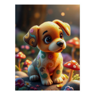 Fantasy cute Puppy Art  Poster