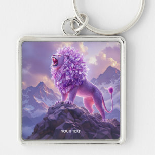 Fantasy Cute Purple Amethyst Lion Key Ring