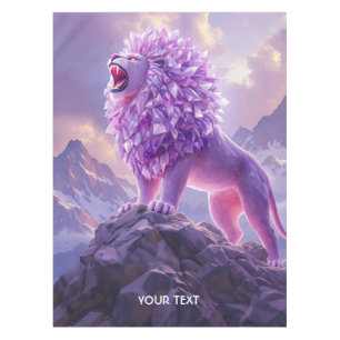 Fantasy Cute Purple Amethyst Lion Tablecloth