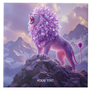 Fantasy Cute Purple Amethyst Lion Tile