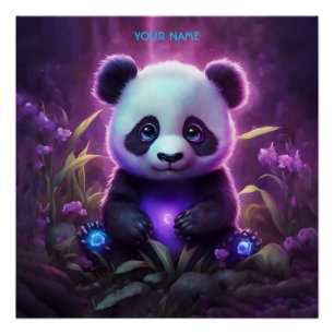 Fantasy Cute Purple Baby Panda Poster