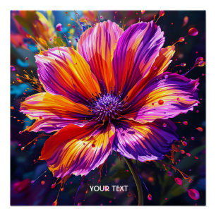 Fantasy Cute Purple Orange Flower Poster