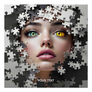 Fantasy Cute Puzzle Girl Face  Poster