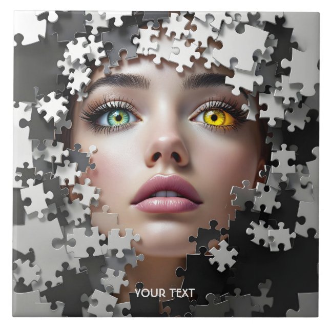 Fantasy Cute Puzzle Girl Face  Tile (Front)