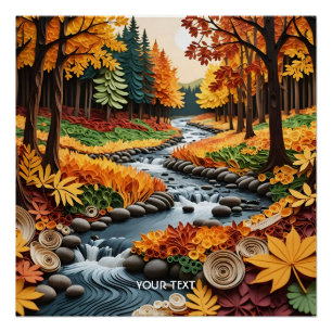 Fantasy Cute Quilling Fall Landscape Poster