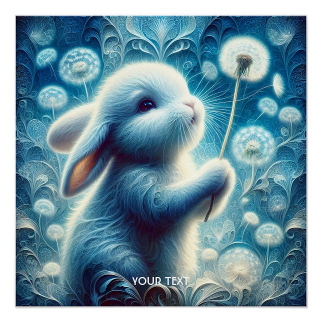 Fantasy Cute Rabbit Bunny Flower Poster (Front)