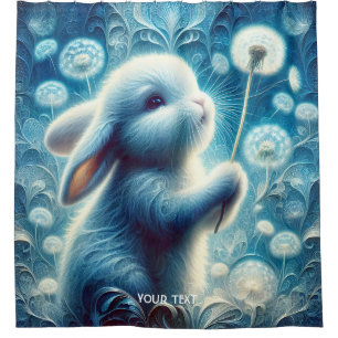 Fantasy Cute Rabbit Bunny Flower Shower Curtain