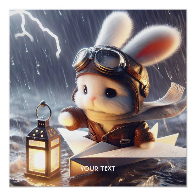 Fantasy Cute Rabbit Post Lantern Poster (Front)