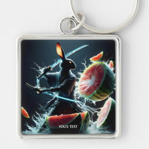 Fantasy Cute Rabbit Samurai Katana Key Ring