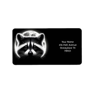 Fantasy Cute Racoon Face Moon Label