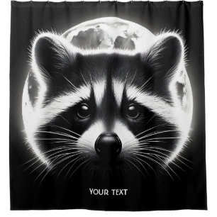 Fantasy Cute Racoon Face Moon Shower Curtain