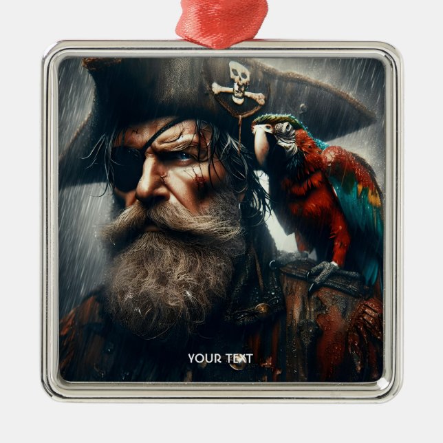 Fantasy Cute Rain Captain Pirate Metal Tree Decoration (Front)
