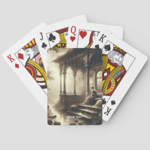 Fantasy Cute Rain Ruins Girl Playing Cards
