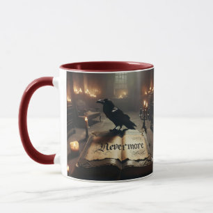 Fantasy Cute Raven Book Candles Mug