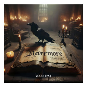 Fantasy Cute Raven Book Candles Poster