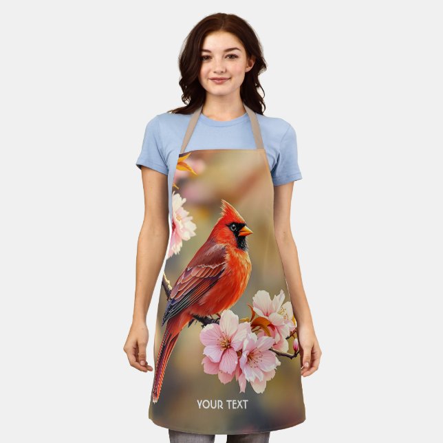 Fantasy Cute Red Bird Cherry Apron (Worn)