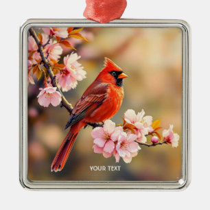 Fantasy Cute Red Bird Cherry Metal Tree Decoration