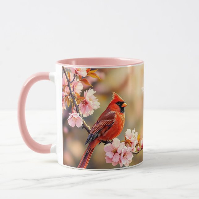 Fantasy Cute Red Bird Cherry Mug (Left)