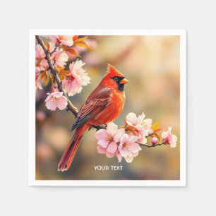 Fantasy Cute Red Bird Cherry Napkin