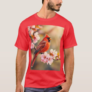 Fantasy Cute Red Bird Cherry T-Shirt