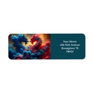 Fantasy Cute Red Blue Dragons