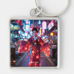 Fantasy Cute Red Cyber Kimono Key Ring