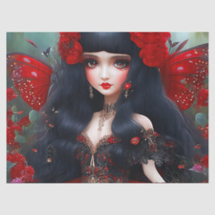 Fantasy Cute Red Fairy Princess Decoupage Tissue Paper