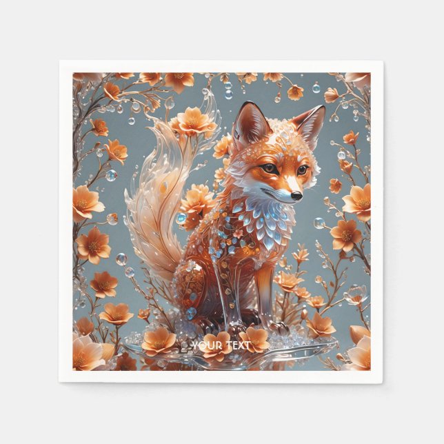 Fantasy Cute Red Glass Fox Napkin (Front)