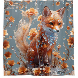 Fantasy Cute Red Glass Fox Shower Curtain