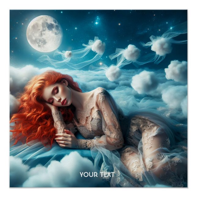 Fantasy Cute Red Hair Beauty Poster (Front)