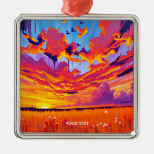 Fantasy Cute Red Orange Field Metal Tree Decoration