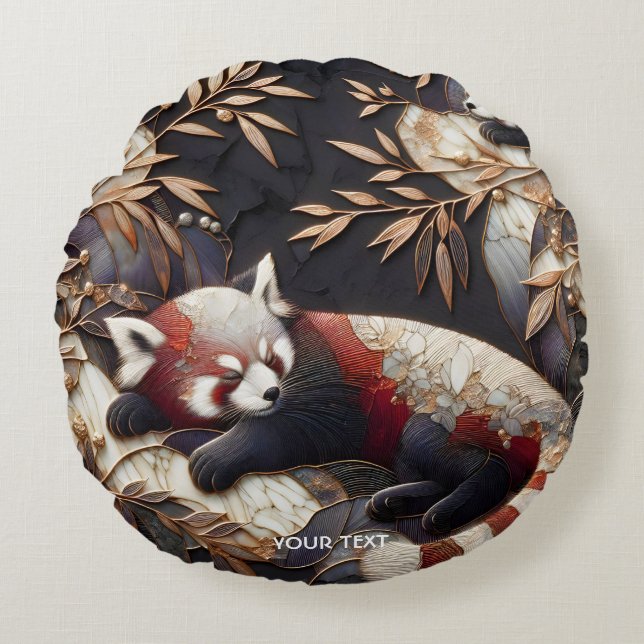 Fantasy Cute Red Panda Art Round Cushion (Front)